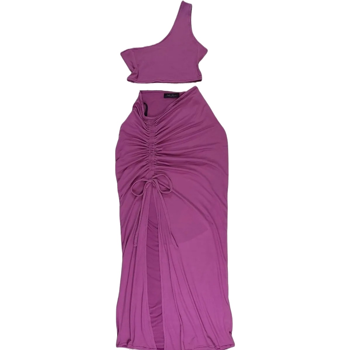 Asymmetric Top And Slit Skirt Set